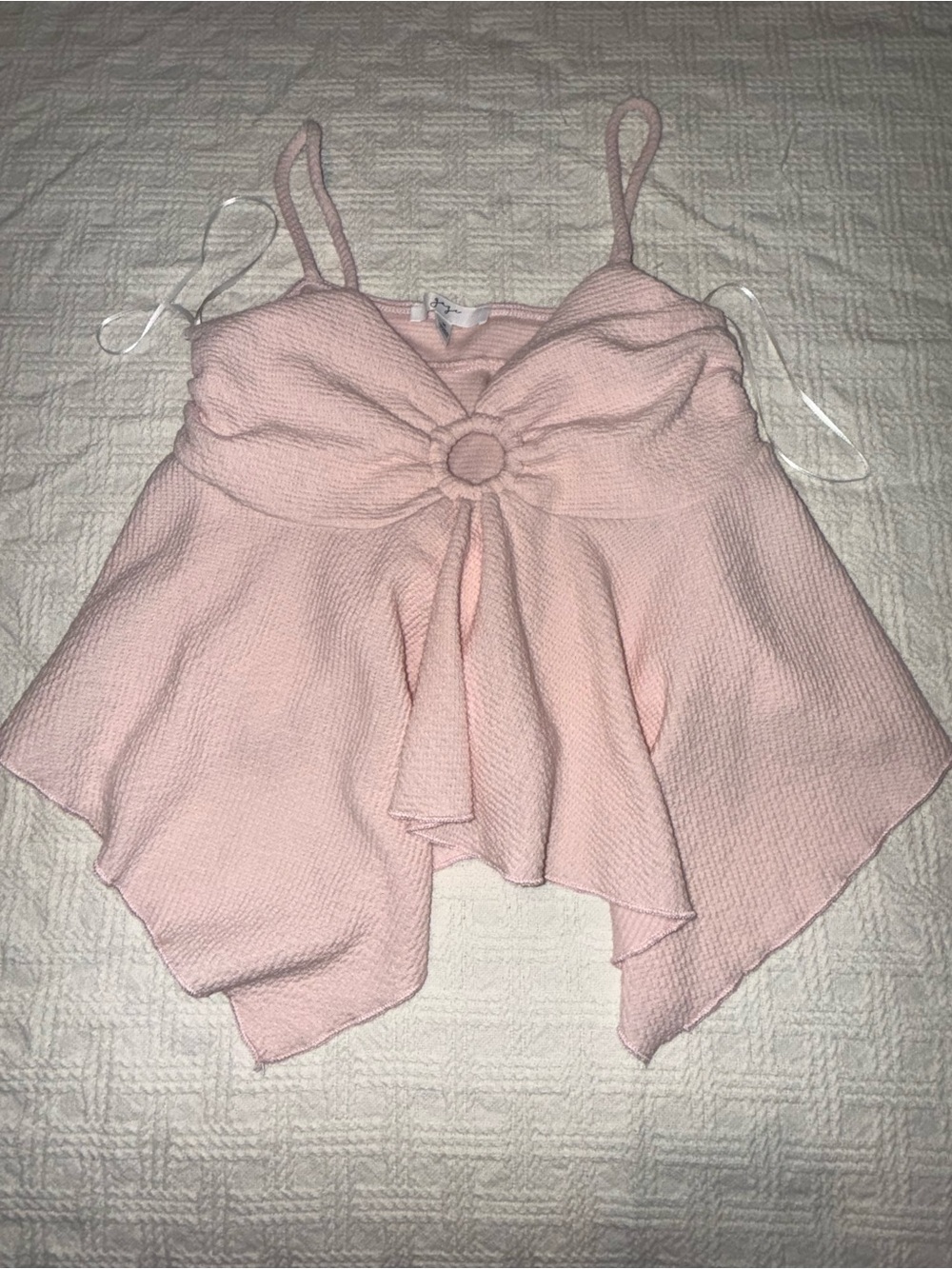 gaze Blush Pink Knot-Front Handkerchief Hem Cami